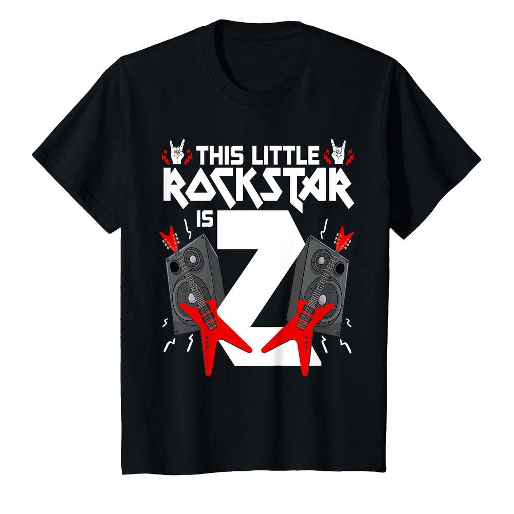 2 Year Old Rock And Roll Star Birthday Party Guitar 2nd Gift T-Shirt