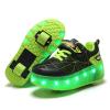 BFOEL Rechargeable Roller Shoes for Boys Girls Age 6-14 with LED Light-Up Kids Sneakers for Outdoor Play, Birthday Black-Green view 1