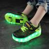 BFOEL Rechargeable Roller Shoes for Boys Girls Age 6-14 with LED Light-Up Kids Sneakers for Outdoor Play, Birthday Black-Green view 2