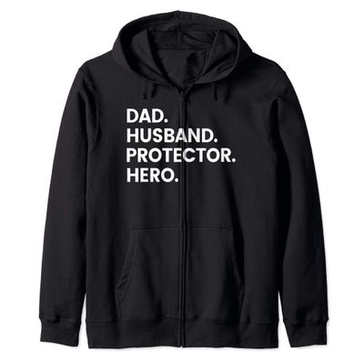 Dad Husband Protector Hero Shirt Funny Zip Hoodie