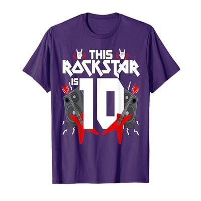 10 Year Old Rock And Roll Star Birthday Guitar 10th Gift T-Shirt