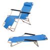 LUCKYERMORE 2 Pack Beach Outdoor Lounge Chairs, Tanning Lounge Chair and Full Flat Cot 2 in 1, Folding Reclining Chairs for Outdoor Lawn Beach Pool Camping, 60" L x 19" W, Blue view 1