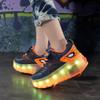 BFOEL Rechargeable Roller Shoes for Boys Girls Age 6-14 with LED Light-Up Kids Sneakers for Outdoor Play, Birthday Blue-Orange view 3