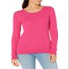 Amazon Essentials Women's Lightweight Long-Sleeve Cable Crewneck Sweater (Available in Plus Size), Bright Pink, Large view 1