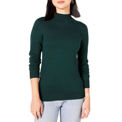 Amazon Essentials Women's Lightweight Mockneck Sweater (Available in Plus Size), Forest Green, Medium