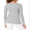 Amazon Essentials Women's Lightweight Ribbed Long-Sleeve Boat Neck Slim-Fit Sweater, Light Grey Heather, Large view 2