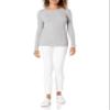 Amazon Essentials Women's Lightweight Ribbed Long-Sleeve Boat Neck Slim-Fit Sweater, Light Grey Heather, Large view 4