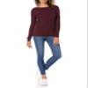 Amazon Essentials Women's Lightweight Ribbed Long-Sleeve Boat Neck Slim-Fit Sweater, Burgundy, Medium view 4