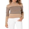 Amazon Essentials Women's Classic-Fit Lightweight Long-Sleeve Turtleneck Sweater (Available in Plus Size), Camel Navy Placed Stripe, X-Large view 1