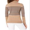 Amazon Essentials Women's Classic-Fit Lightweight Long-Sleeve Turtleneck Sweater (Available in Plus Size), Camel Navy Placed Stripe, X-Large view 3