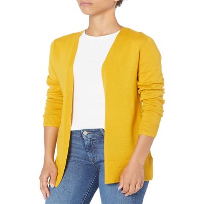 Amazon Essentials Women's Lightweight Open-Front Cardigan Sweater (Available in Plus Size), Gold, Small