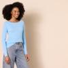 Amazon Essentials Women's Lightweight Ribbed Long-Sleeve Boat Neck Slim-Fit Sweater, Sky Blue, X-Small view 3