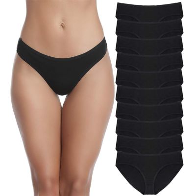 SIMIYA 10-Pack Women's Low Rise Briefs, Hipster Panties Stretch Bikini Underwear Black Large