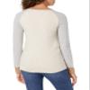 Amazon Essentials Women's Regular-Fit Soft Touch Long-Sleeve Crewneck Sweater, Grey Oatmeal Heather Color Block, X-Small view 2