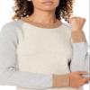 Amazon Essentials Women's Regular-Fit Soft Touch Long-Sleeve Crewneck Sweater, Grey Oatmeal Heather Color Block, X-Small view 3