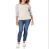 Amazon Essentials Women's Regular-Fit Soft Touch Long-Sleeve Crewneck Sweater, Grey Oatmeal Heather Color Block, X-Small view 4