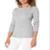 Amazon Essentials Women's Lightweight Ribbed Long-Sleeve Boat Neck Slim-Fit Sweater, Light Grey Heather, X-Small view 1