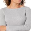 Amazon Essentials Women's Lightweight Ribbed Long-Sleeve Boat Neck Slim-Fit Sweater, Light Grey Heather, X-Small view 3