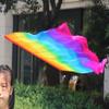 Winged Sirenny 81cm Colorful Flowy Spinning Silk Flag Poi with Rod, Church Liturgical Praise Prophetic Worship Adoration Dance Banner Poi Streamer, Practice Play Silk Poi Flag (Rainbow plus) view 3