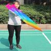 Winged Sirenny 81cm Colorful Flowy Spinning Silk Flag Poi with Rod, Church Liturgical Praise Prophetic Worship Adoration Dance Banner Poi Streamer, Practice Play Silk Poi Flag (Rainbow plus) view 4