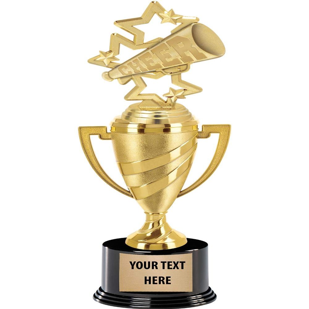 Crown Awards Cheerleading Trophy, 14" Gold Cup Cheer Megaphone Trophies, Enter Your Own Engraving, 10 Pack Prime