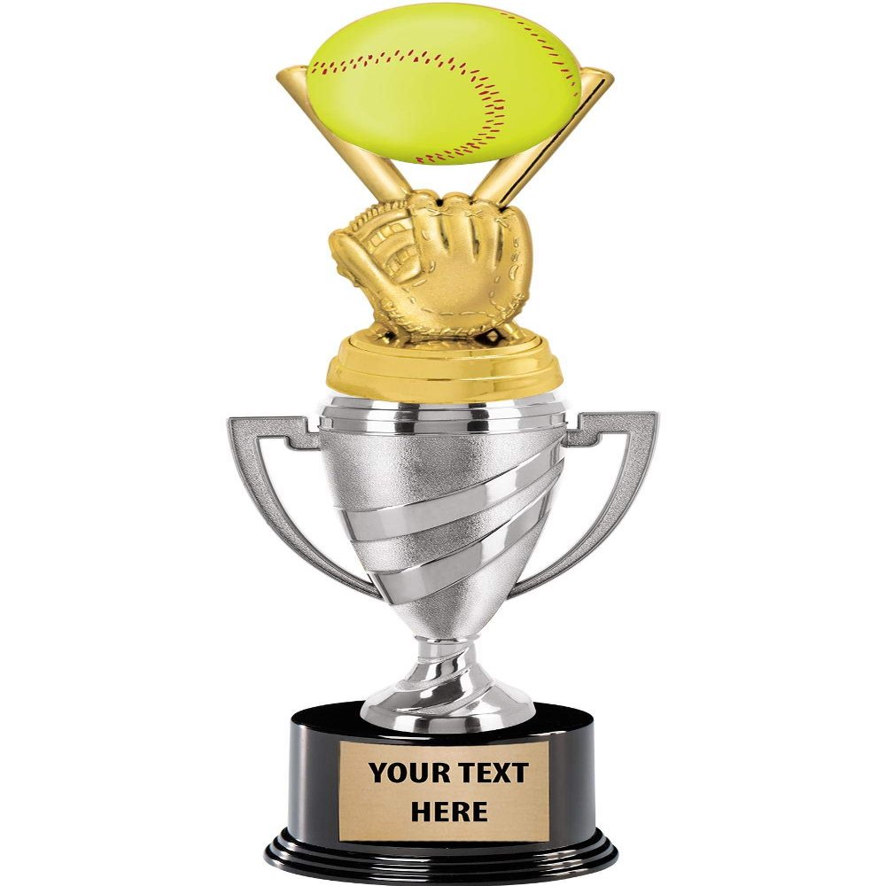 Crown Awards Softball Trophy, 14" Silver Cup Softball Trophies, Enter Your Own Engraving, 10 Pack Prime