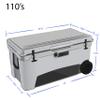 Frosted Frog White 110 Quart Ice Chest Heavy Duty High Performance Roto-Molded Commercial Grade Insulated Cooler with Wheels view 4