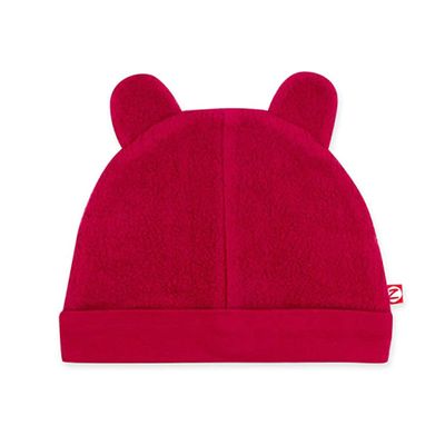 Zutano Unisex Baby Fleece Hat, Winter Hat for Boys and Girls, Cold-Weather Baby Gear, Infant Cap, Cranberry, 18 Months