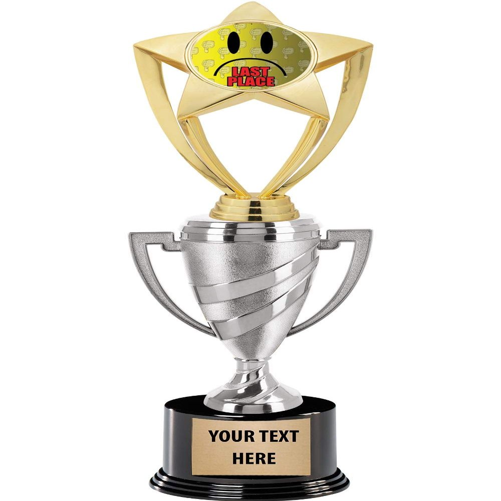 Crown Awards Last Place Trophy, 14" Silver Cup Last Place Trophies, Enter Your Own Engraving, 5 Pack Prime
