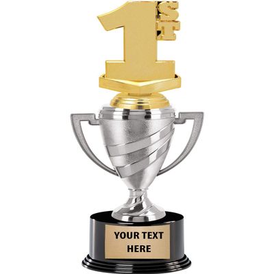 Crown Awards 1st Place Trophy, 14" Silver Cup 1st Place Trophies, Enter Your Own Engraving, 10 Pack
