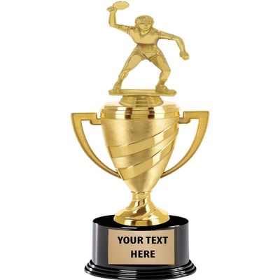 Crown Awards Table Tennis Trophy, 12.5" Gold Cup Female Table Tennis Trophies, Enter Your Own Engraving, 10 Pack Prime