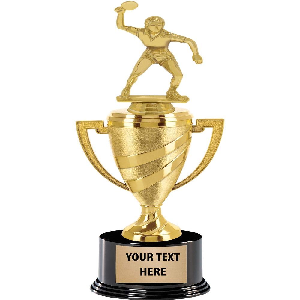 Crown Awards Table Tennis Trophy, 12.5" Gold Cup Female Table Tennis Trophies, Enter Your Own Engraving, 10 Pack Prime