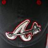 Atlanta Braves Unisex Adult Adjustable Low Profile Charcoal Gray Cap Hat with White and Black Embroidered A/Tomahawk Logo and Stitched Red Nickname on Bill view 2