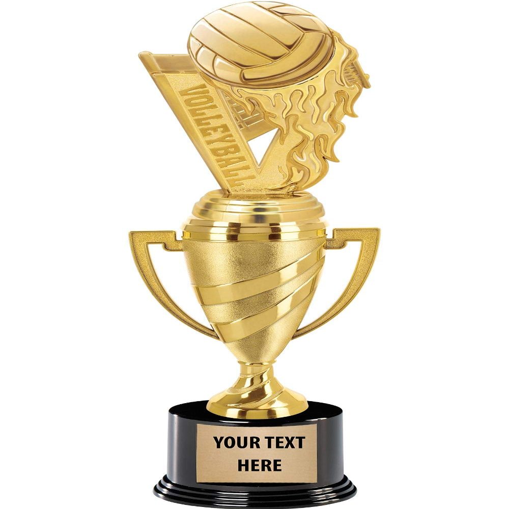 Crown Awards Volleyball Trophy, 14" Gold Cup Volleyball Team Trophies, Enter Your Own Engraving, 5 Pack