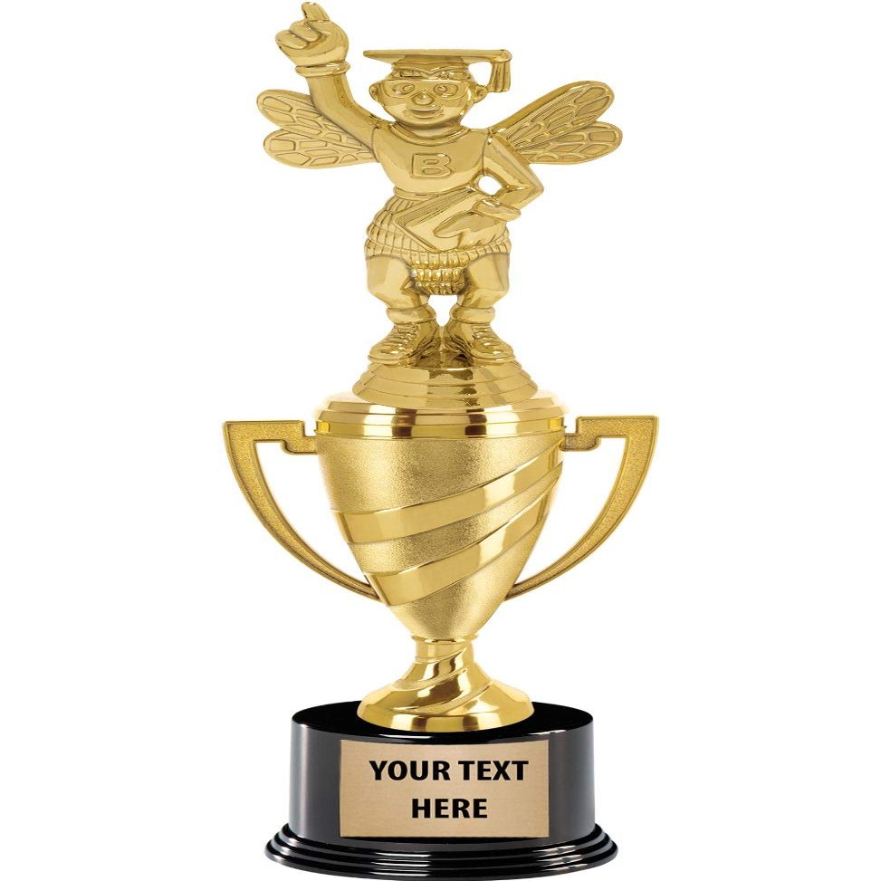 Crown Awards Spelling Bee Trophy, 14" Gold Cup Spelling Trophies, Enter Your Own Engraving, 5 Pack