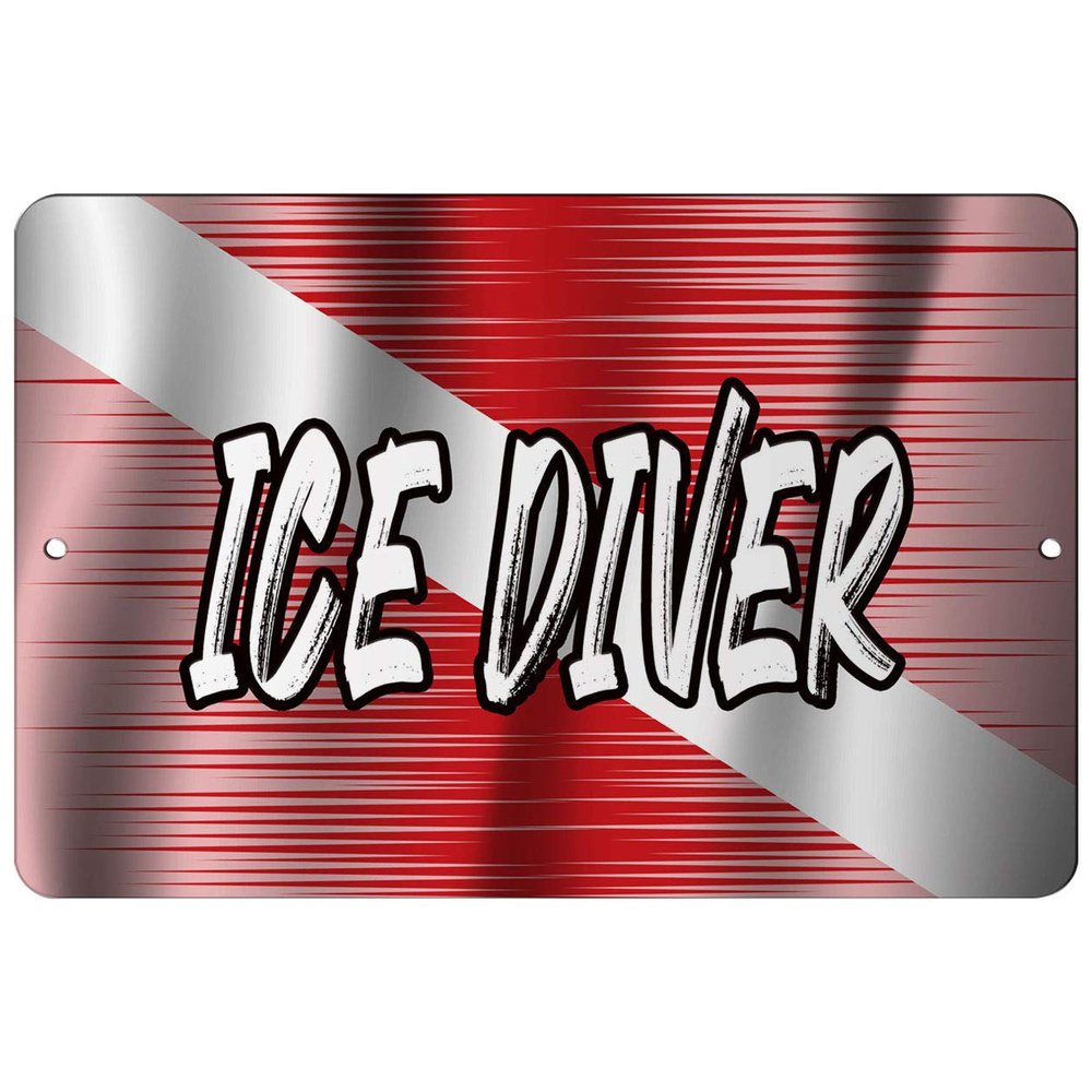 Makoroni - ICE Diver Scuba Diver Design 8x12 inc Aluminum Decorative Wall Street Sign