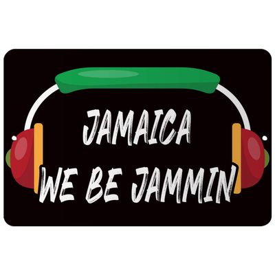 Makoroni - Jamaica WE BE Jammin Jamaican Reggae 8x12 inc Aluminum Decorative Wall Street Sign