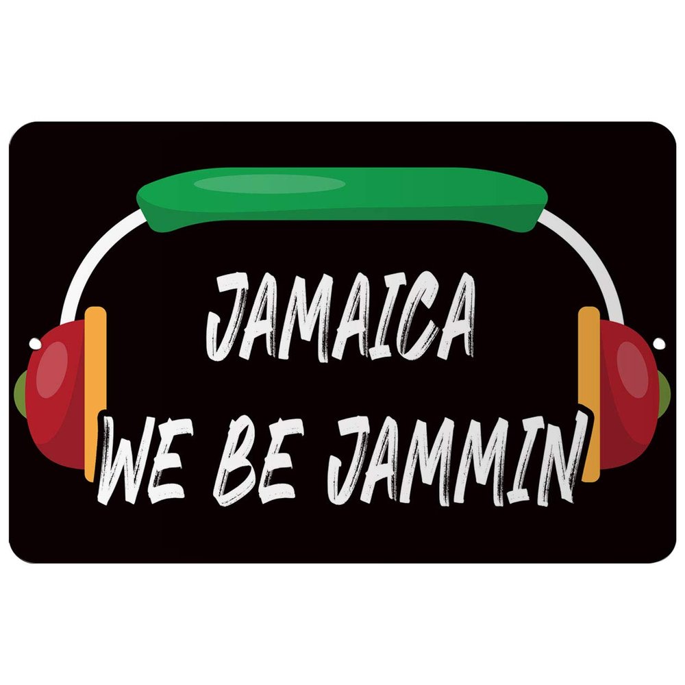 Makoroni - Jamaica WE BE Jammin Jamaican Reggae 8x12 inc Aluminum Decorative Wall Street Sign