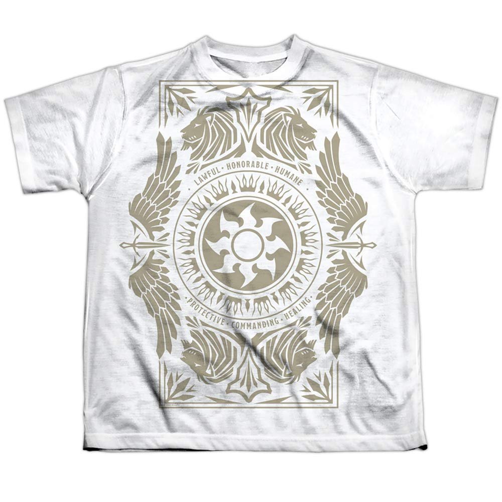 Magic The Gathering White Mana Youth or Boy's Front Only Sublimated T Shirt, Medium