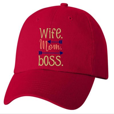 ALLNTRENDS Adult Dad Hat Wife Mom Boss Embroidered Mother's Day Mom Cap (Red)