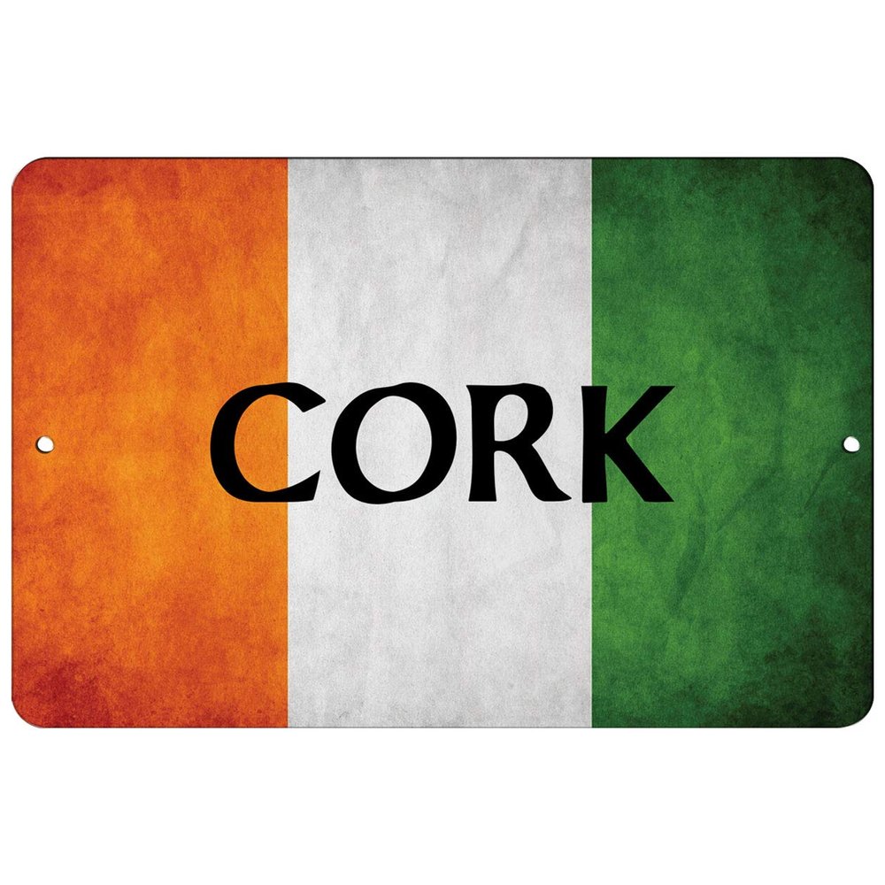 Makoroni - Cork Irish Ireland Flag 8x12 inc Aluminum Decorative Wall Street Sign