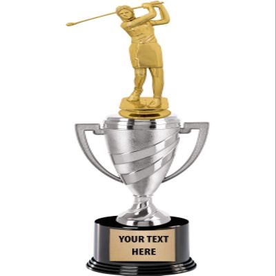 Crown Awards Golf Trophy, 14" Silver Cup Female Golfing Trophies, Enter Your Own Engraving, 10 Pack