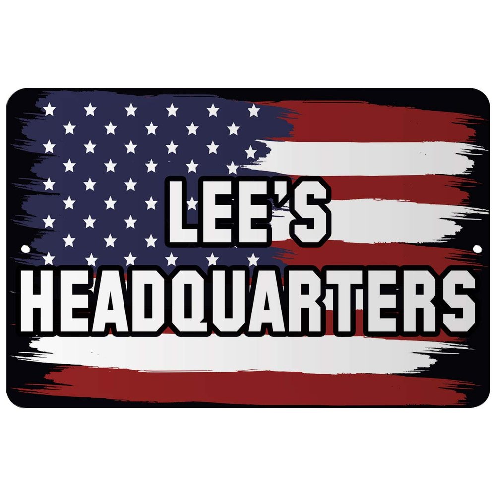 Makoroni - Lee's Headquarters America USA Flag 8x12 inc Aluminum Decorative Wall Street Sign