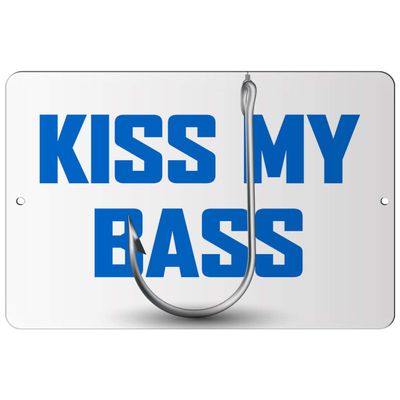 Makoroni - KISS My BASS Fish Fishing 8x12 inc Aluminum Decorative Wall Street Sign
