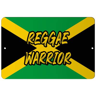 Makoroni - Reggae Warrior Jamaican Jamaica Flag 8x12 inc Aluminum Decorative Wall Street Sign