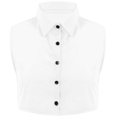 ACSUSS Mens Fashion Fake Collar Detachable Dickey Collar Solid Color Decorative Half Shirts False Collar White Large