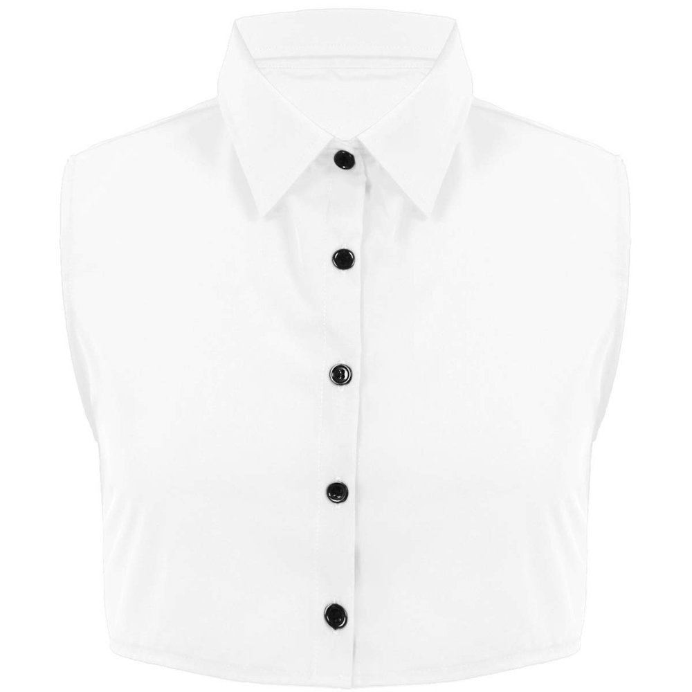 ACSUSS Mens Fashion Fake Collar Detachable Dickey Collar Solid Color Decorative Half Shirts False Collar White Large