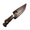 Custom Handmade Damascus Steel Hunting Survival Knife with Leather Sheath EDC 10.25" Overall Walnut Wood Handle and Brass Guard view 3
