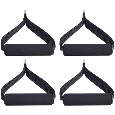 4Pcs Single-Grip Handles with Carabiner Clips Pull Handle Exercise for Resistance Tube Exercise Strength Training (Black)