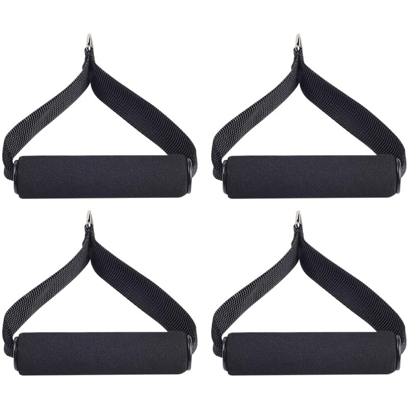 4Pcs Single-Grip Handles with Carabiner Clips Pull Handle Exercise for Resistance Tube Exercise Strength Training (Black)